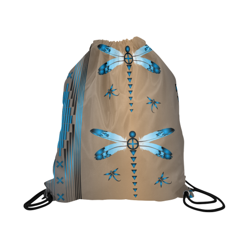 Dragonfly Blue Large Drawstring Bag Model 1604 (Twin Sides)  16.5"(W) * 19.3"(H)