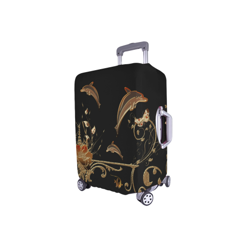 Dolphin with flowers Luggage Cover/Small 18"-21"