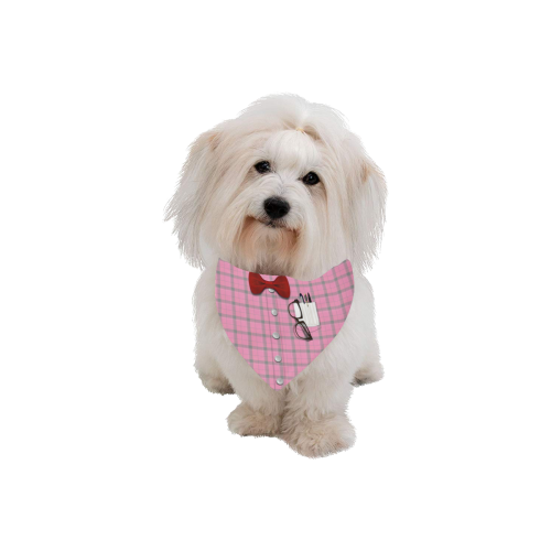 Nerd Geek Costume - Pink Plaid Pet Dog Bandana/Large Size