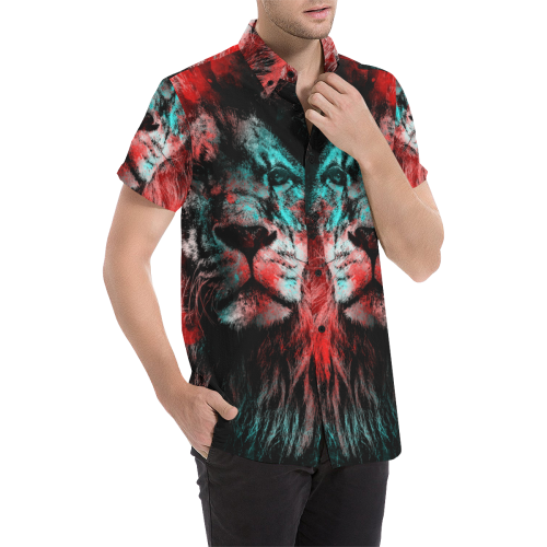 lion jbjart #lion Men's All Over Print Short Sleeve Shirt (Model T53)