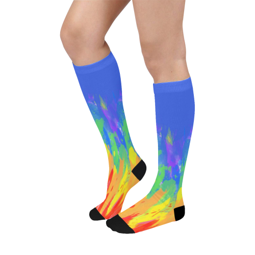 Flames Paint Abstract Classic Blue Over-The-Calf Socks