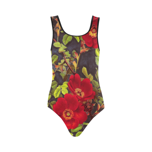 flowers #flowers #pattern #flora Vest One Piece Swimsuit (Model S04)