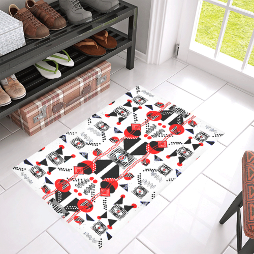 Creative geometric red and black design by FlipStylez Designs azalea doormat 30_x_18 Azalea Doormat 30" x 18" (Sponge Material)