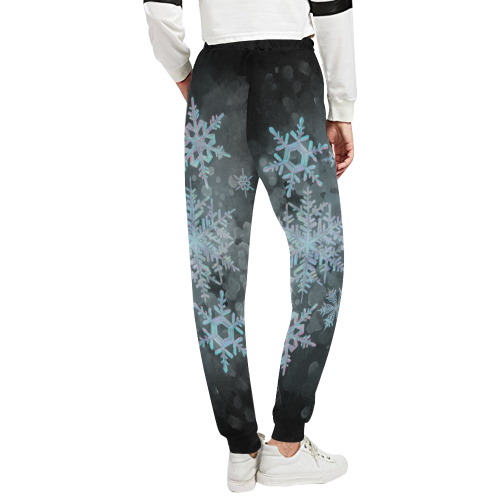 Snowflakes, snow, white and blue, Christmas Unisex All Over Print Sweatpants (Model L11)