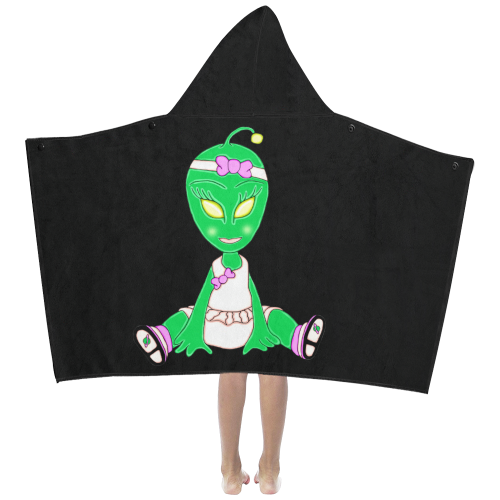 Alien Baby Girl Black Kids' Hooded Bath Towels