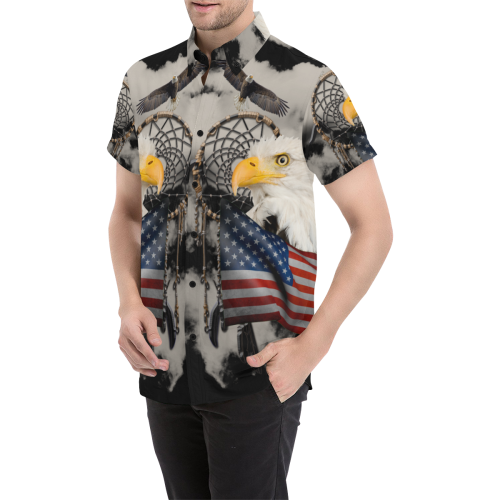 Awesome American Eagle Men's All Over Print Short Sleeve Shirt/Large Size (Model T53)
