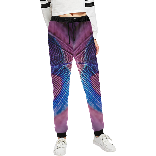 Purple Peacock Feather Unisex All Over Print Sweatpants (Model L11)