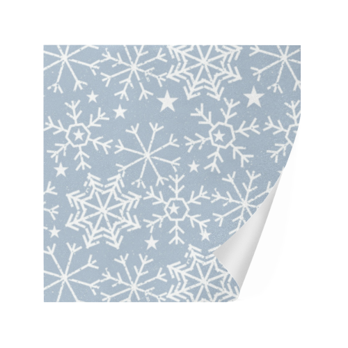 Snowflakes Stars pattern White Blue Gift Wrapping Paper 58"x 23" (1 Roll)