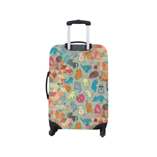 Hipster Triangles and Funny Cats Cut Seamless Patt Luggage Cover/Small 18"-21"