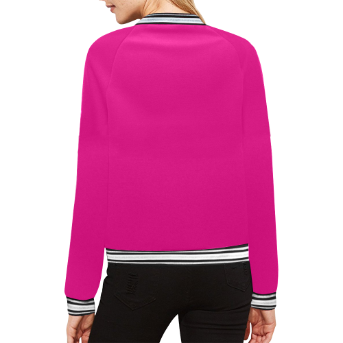 Hot Pink Happiness All Over Print Bomber Jacket for Women (Model H21)