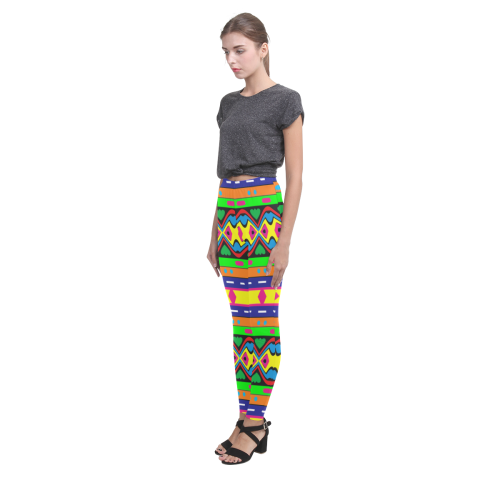 Distorted colorful shapes and stripes Cassandra Women's Leggings (Model L01)