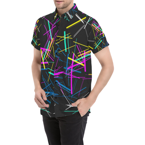 New Pattern factory 1A by JamColors Men's All Over Print Short Sleeve Shirt/Large Size (Model T53)