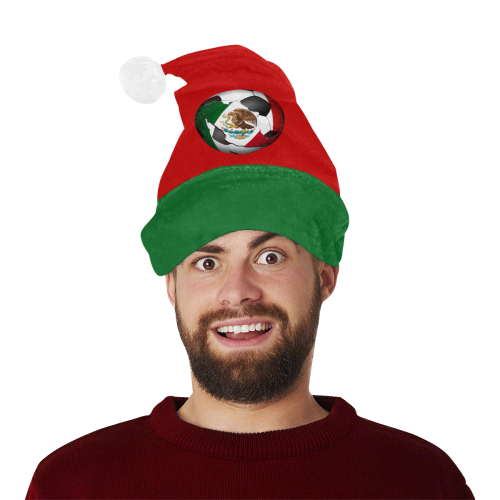 Mexican Flag Soccer Ball on Red Santa Hat