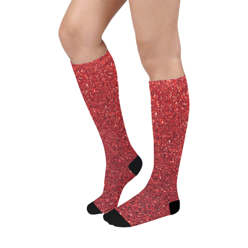 Red Glitter Over-The-Calf Socks