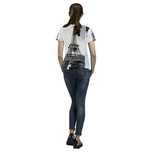 Eiffel Tower Paris All Over Print T-shirt for Women/Large Size (USA Size) (Model T40)
