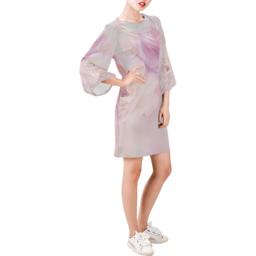 Delicate floral 218 by JamColors Bell Sleeve Dress (Model D52)