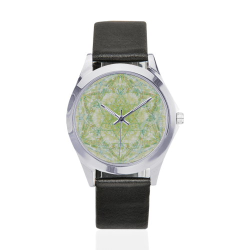 david star mandala 3 Unisex Silver-Tone Round Leather Watch (Model 216)