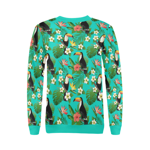 Tropical Summer Toucan Pattern All Over Print Crewneck Sweatshirt for Women (Model H18)
