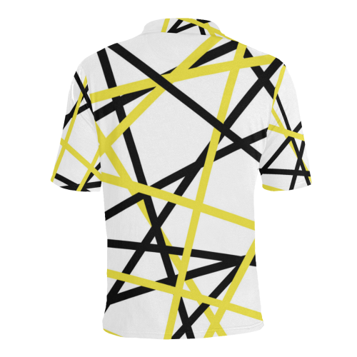 Black and yellow stripes Men's All Over Print Polo Shirt (Model T55)