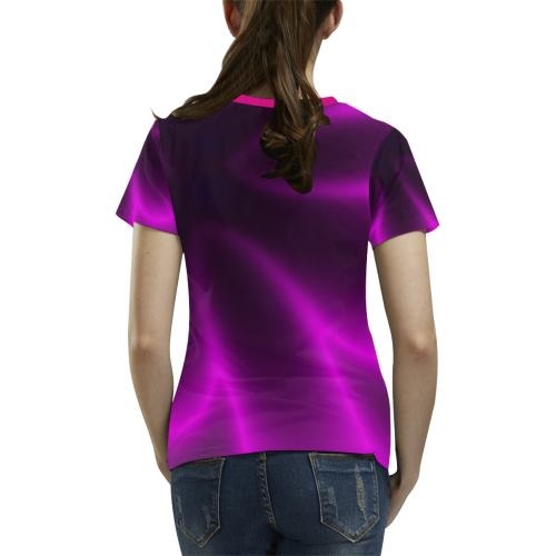 Purple Blossom All Over Print T-shirt for Women/Large Size (USA Size) (Model T40)