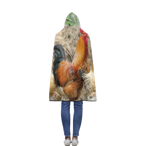 Farmside Roosters Flannel Hooded Blanket 40''x50''