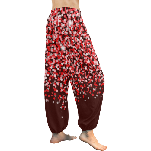 Red Glitter Women's All Over Print Harem Pants (Model L18)