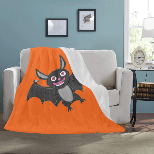 Cute Halloween Bat Orange Ultra-Soft Micro Fleece Blanket 50"x60"