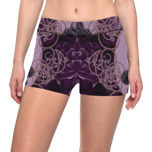 Flowers in soft violet colors Women's All Over Print Short Leggings (Model L28)