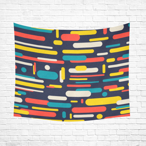 Colorful Rectangles Cotton Linen Wall Tapestry 60"x 51"