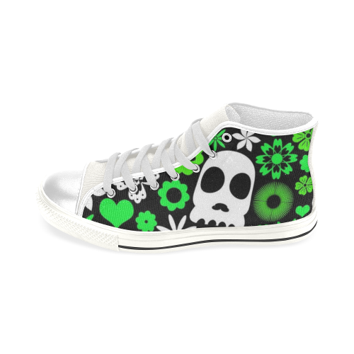 skull and flora pattern Men’s Classic High Top Canvas Shoes (Model 017)