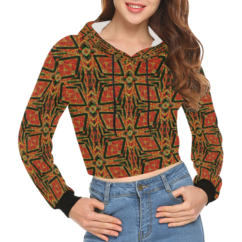 geometric doodle 2 All Over Print Crop Hoodie for Women (Model H22)
