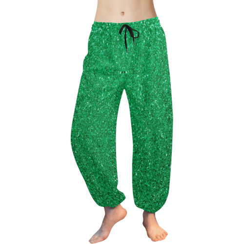 Green Glitter Women's All Over Print Harem Pants (Model L18)