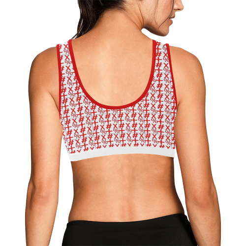 NUMBERS Collection Symbols Red/White Women's All Over Print Sports Bra (Model T52)