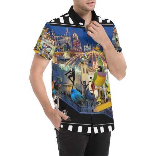 Welcome to Brighton Men's All Over Print Short Sleeve Shirt/Large Size (Model T53)