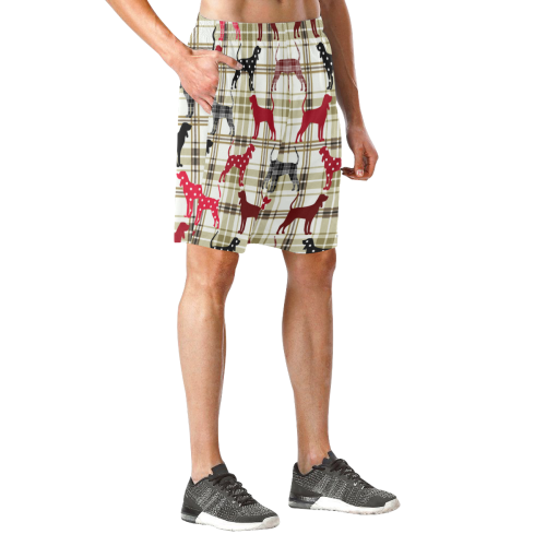 Black and Tan Coonhound Men's All Over Print Elastic Beach Shorts (Model L20)