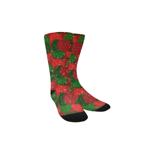 Christmas Snow Red and Green Custom Socks for Kids
