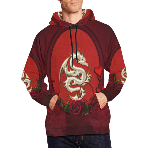 The dragon with roses All Over Print Hoodie for Men/Large Size (USA Size) (Model H13)