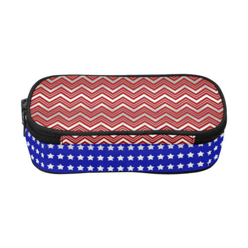 Chevron Red White And Blue Pencil Pouch/Large (Model 1680)