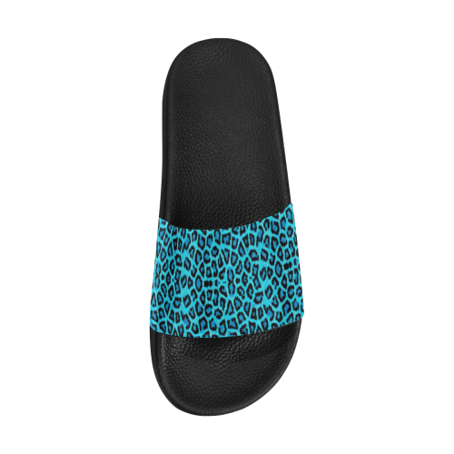 Blue Leopard Women's Slide Sandals (Model 057)