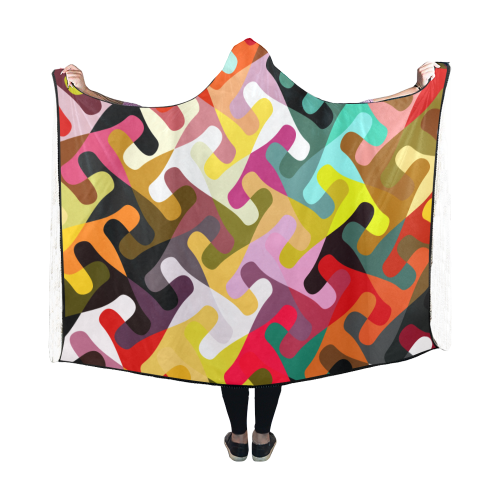 Colorful shapes Hooded Blanket 60''x50''