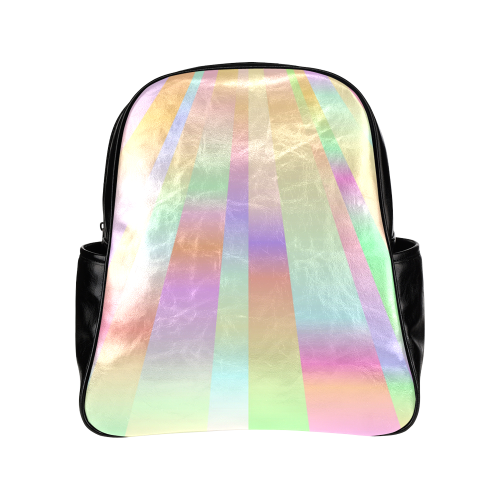 Colorful Hologram Stripes Multi-Pockets Backpack (Model 1636)