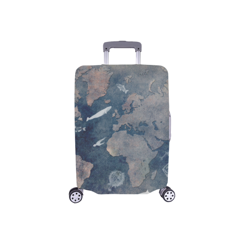 world map #map #worldmap Luggage Cover/Small 18"-21"