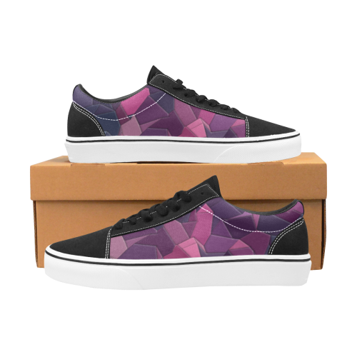 purple pink magenta mosaic #purple Women's Low Top Skateboarding Shoes (Model E001-2)