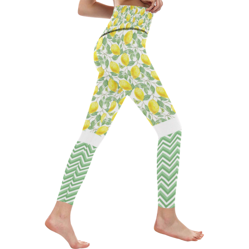 Lemons With Chevron Women's All Over Print High-Waisted Leggings (Model L36)