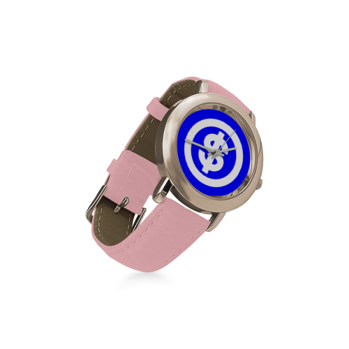 DOLLAR SIGNS 2 Women's Rose Gold Leather Strap Watch(Model 201)