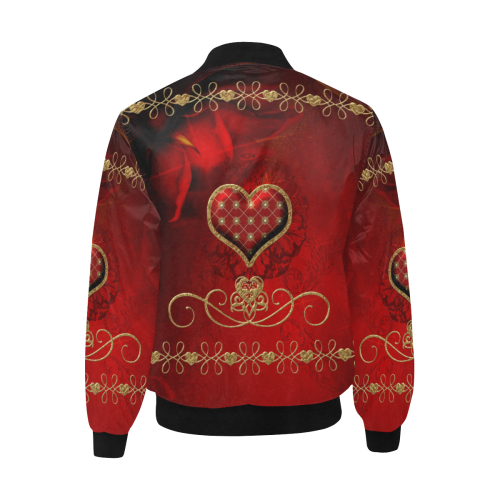 Wonderful decorative heart All Over Print Quilted Bomber Jacket for Men (Model H33)