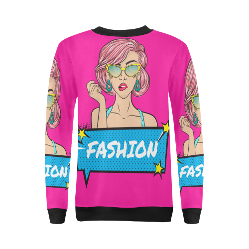 sudadera de mujer con diseño pop art girl All Over Print Crewneck Sweatshirt for Women (Model H18)