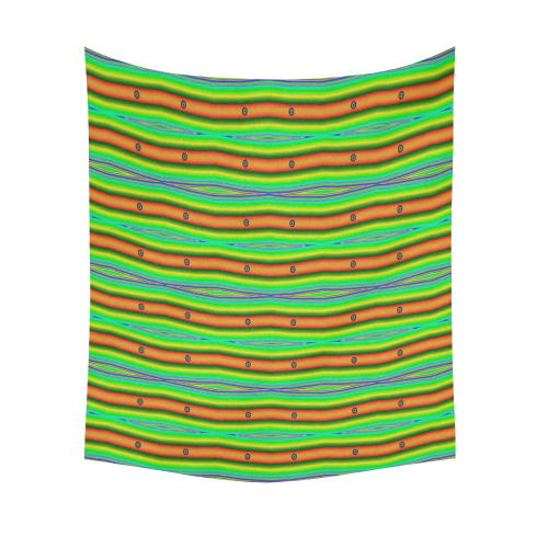 Bright Green Orange Stripes Pattern Abstract Cotton Linen Wall Tapestry 51"x 60"