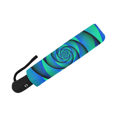 POWER SPIRAL - WAVES blue green Anti-UV Auto-Foldable Umbrella (Underside Printing) (U06)