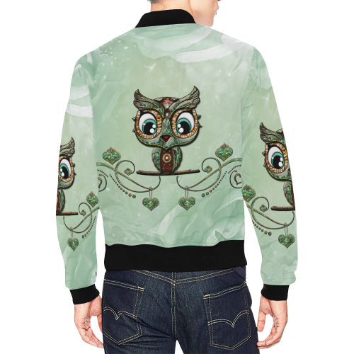 Cute little owl, diamonds All Over Print Bomber Jacket for Men (Model H19)